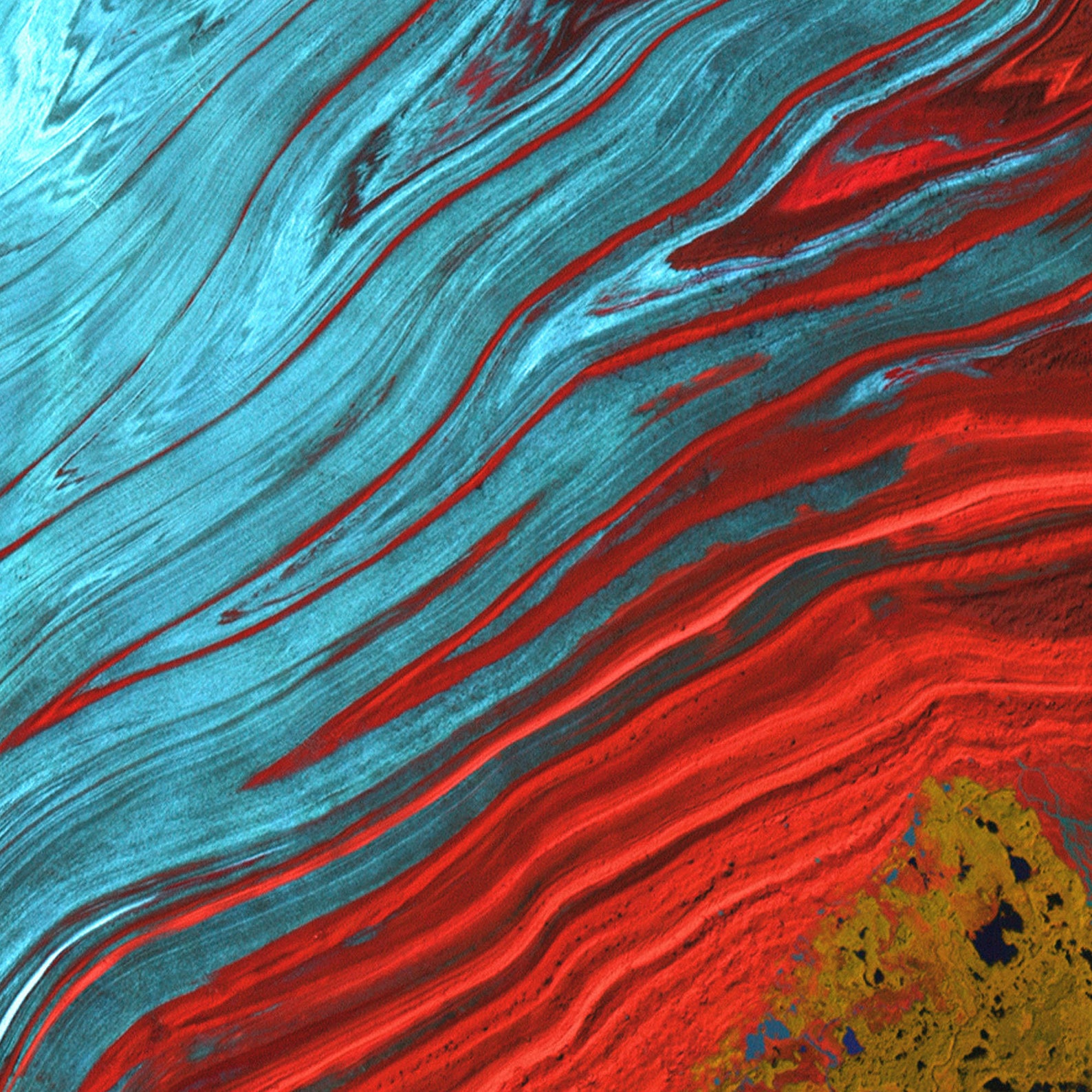 Abstract Art Print Turquoise and Red Vibrant Color Etsy