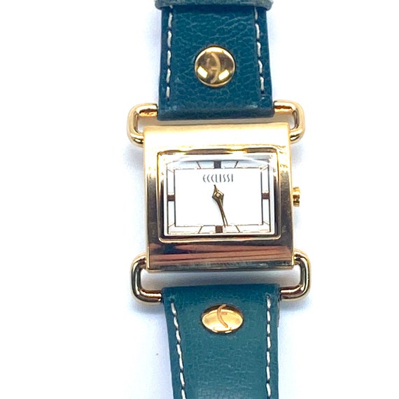 Ecclissi Gold Stainless Steel Green Leather Band 80253 Watch  display picture 1