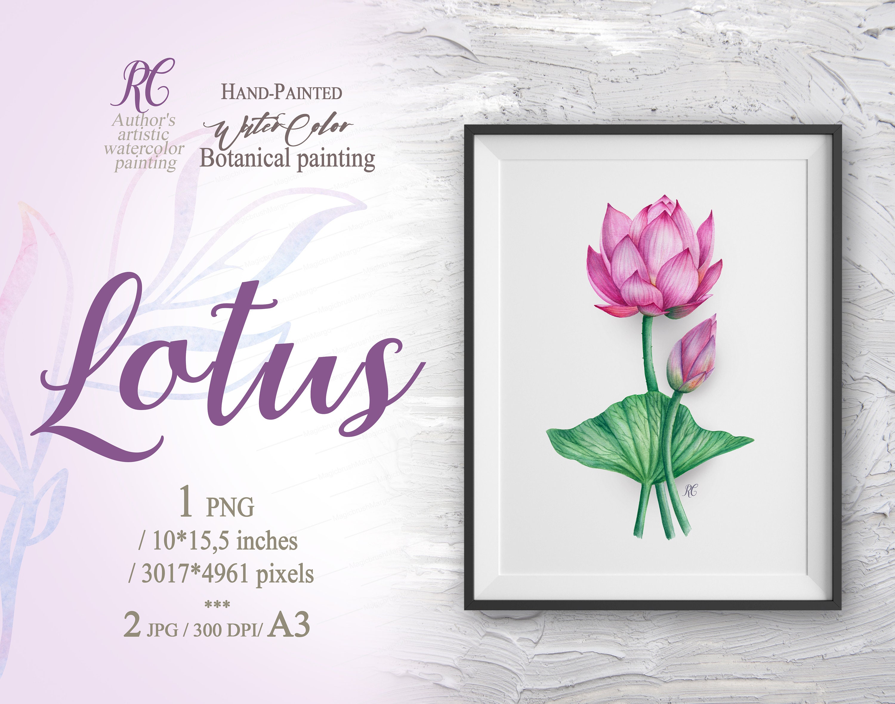 Artistic poster Lotus printable poster Realistic lotus | Etsy