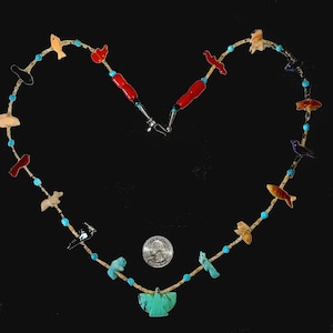 Single Strand Mixed Fetish Necklace with Standing,Large Eagle