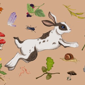 Impresión de conejo, impresión de arte inspirada en la naturaleza ilustrada digitalmente