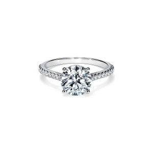 Lab Grown Classic Round and Side Stone Diamond Engagement Ring, 1.00ctw, E-F Color VS Clarity, AGI Certified, in 14K White Gold