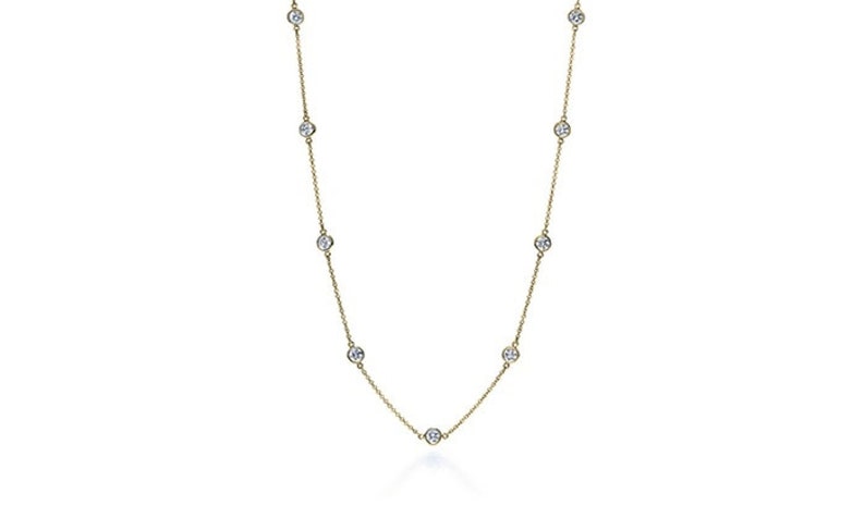 Voss+Agin Created Sapphire By The Yard Necklace in Rhodium Plated sterling and 14kt gold over sterling