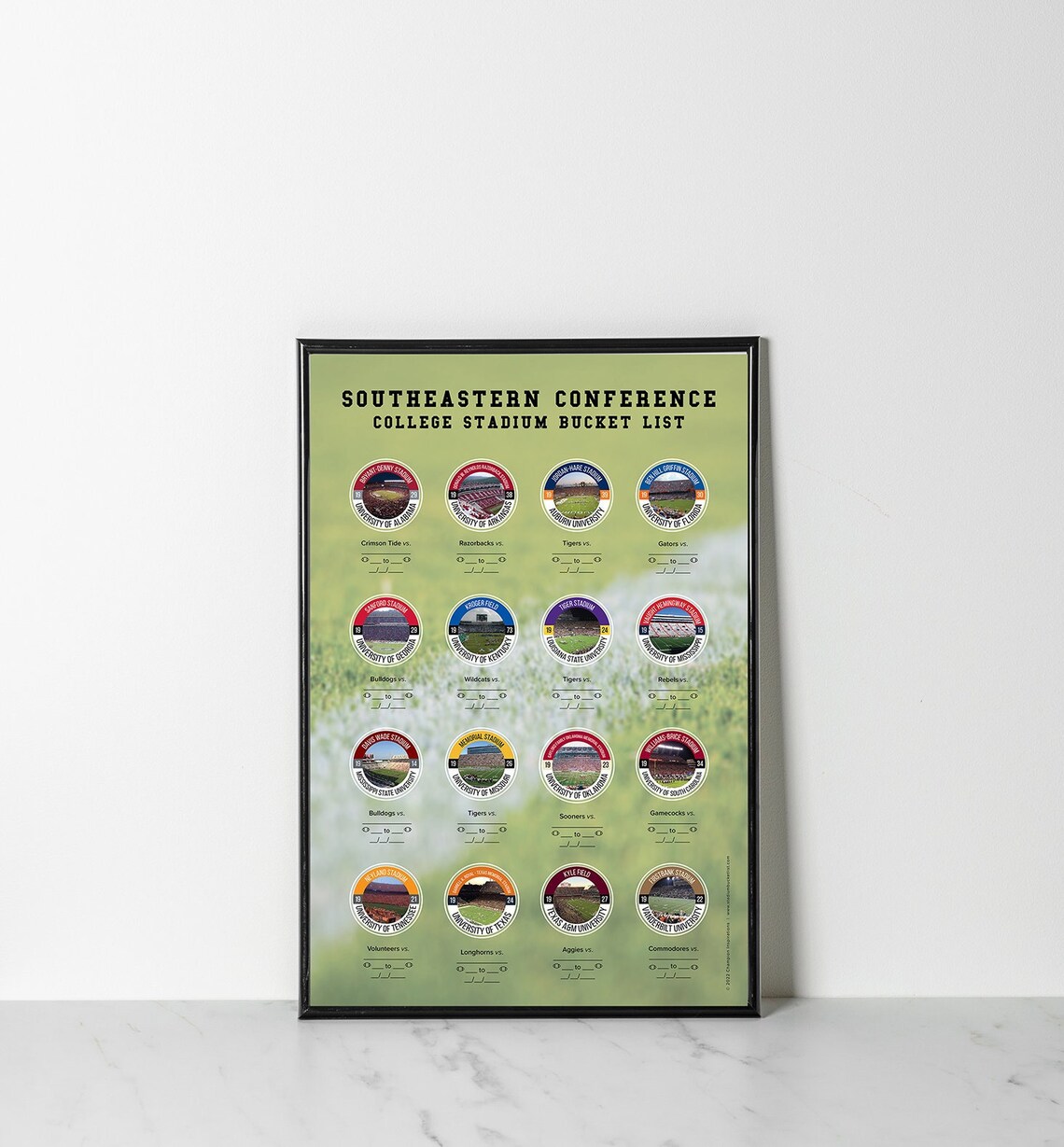 2025 SEC College Football Stadium Bucket List Poster No Etsy