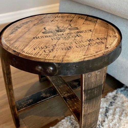 End Table Made From Authentic Whiskey Barrel Etsy