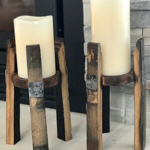 Oak Barrel Candle Holder / Decorative Stands (Set of 2)