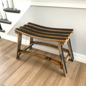 Whiskey, Wine Barrel Bench