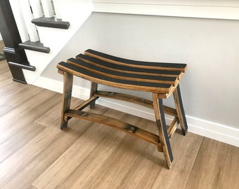 Whiskey, Wine Barrel Bench