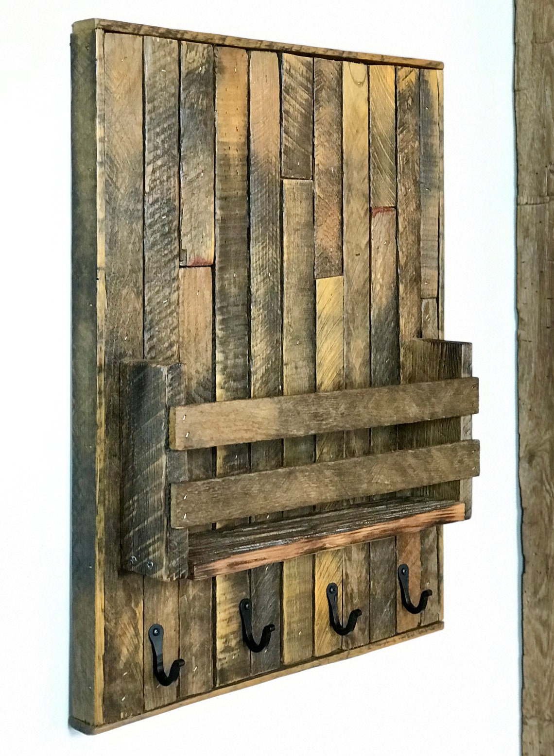 Rustic Key Holder With Mail Slot Etsy