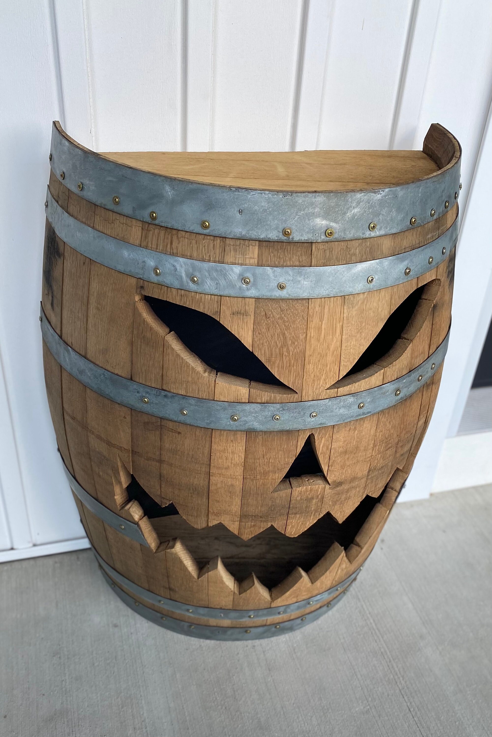 Whiskey Wine Barrel Jack O'lantern Etsy