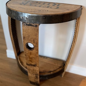 Whiskey Barrel Wall Table with Bottom Shelf
