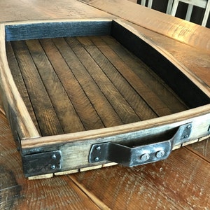 Rustic Oak Barrel Serving Tray image 2