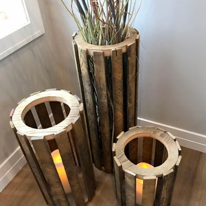 Reclaimed Tobacco Lath Vase Set of 3 image 4