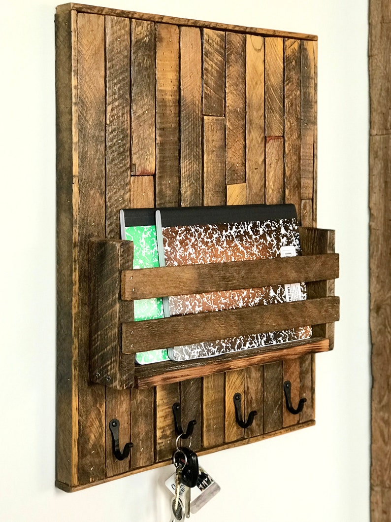 Rustic Key Holder With Mail Slot Etsy