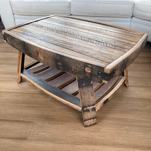 Whiskey Barrel Stave Coffee Table Etsy