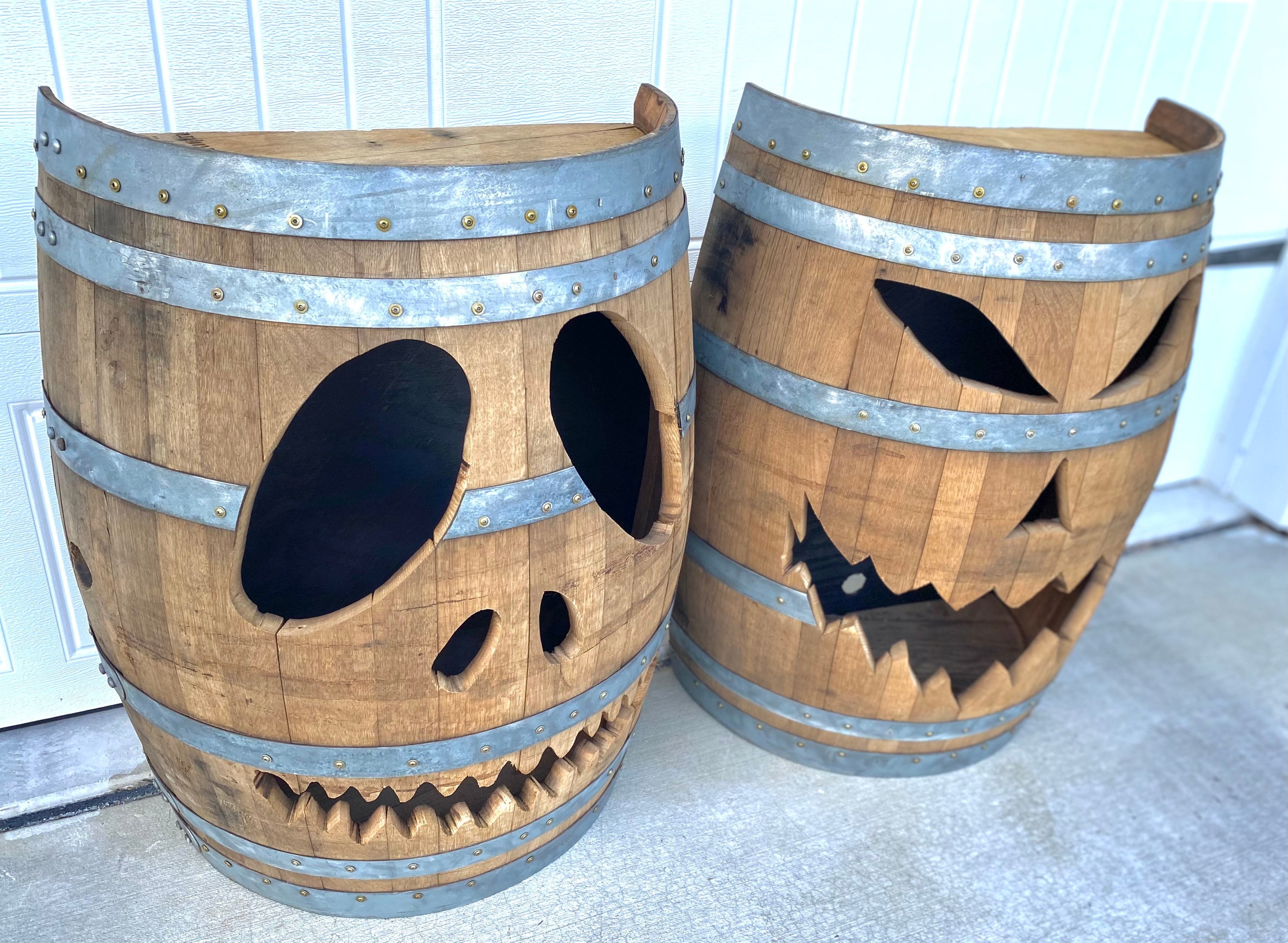Whiskey Wine Barrel Jack O'lantern Etsy