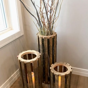 Reclaimed Tobacco Lath Vase Set of 3 image 5