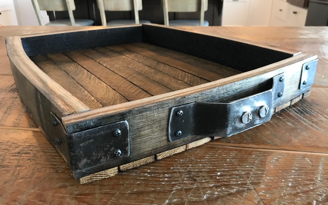 Rustic Oak Barrel Serving Tray