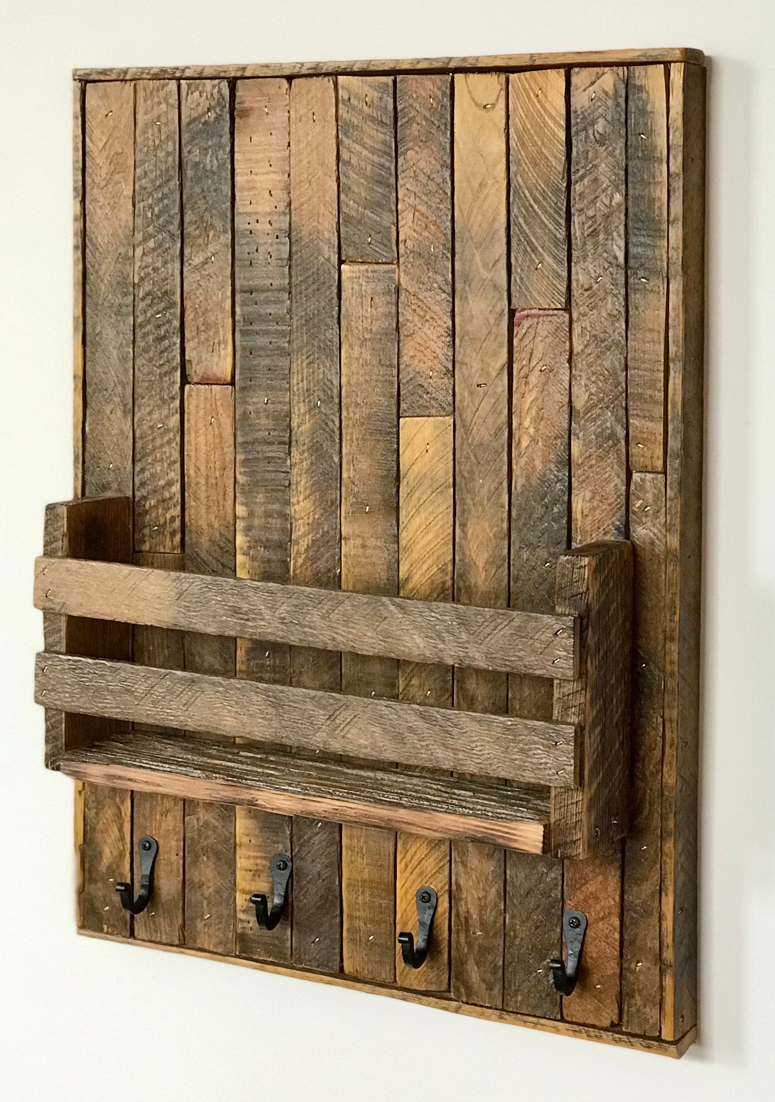 Rustic Key Holder With Mail Slot Etsy