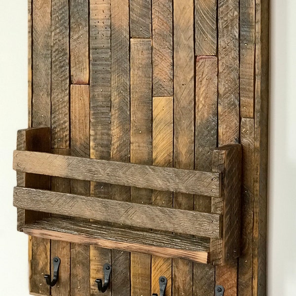 Rustic key holder with mail slot