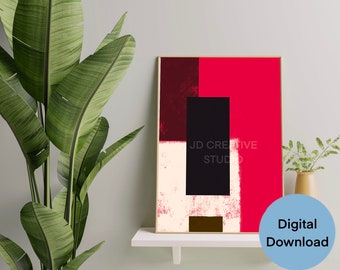 Abstract Wall Art, Black Red Prints, Earth Tone Wall Art, Neutral Decor Art, Modern Red Art, Living Room Decor, Bedroom Wall Art Prints