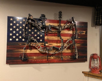 Old Glory Carved Compound Bow Rack for the Patriotic Archer