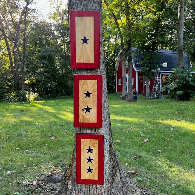 Blue Star Family Military Flag Decoration; Handmade Carved