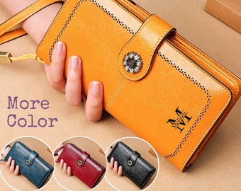 Unisex Wallet Slim Leather Long Wallet Leather Clutch Wallet Personalized Wallet
