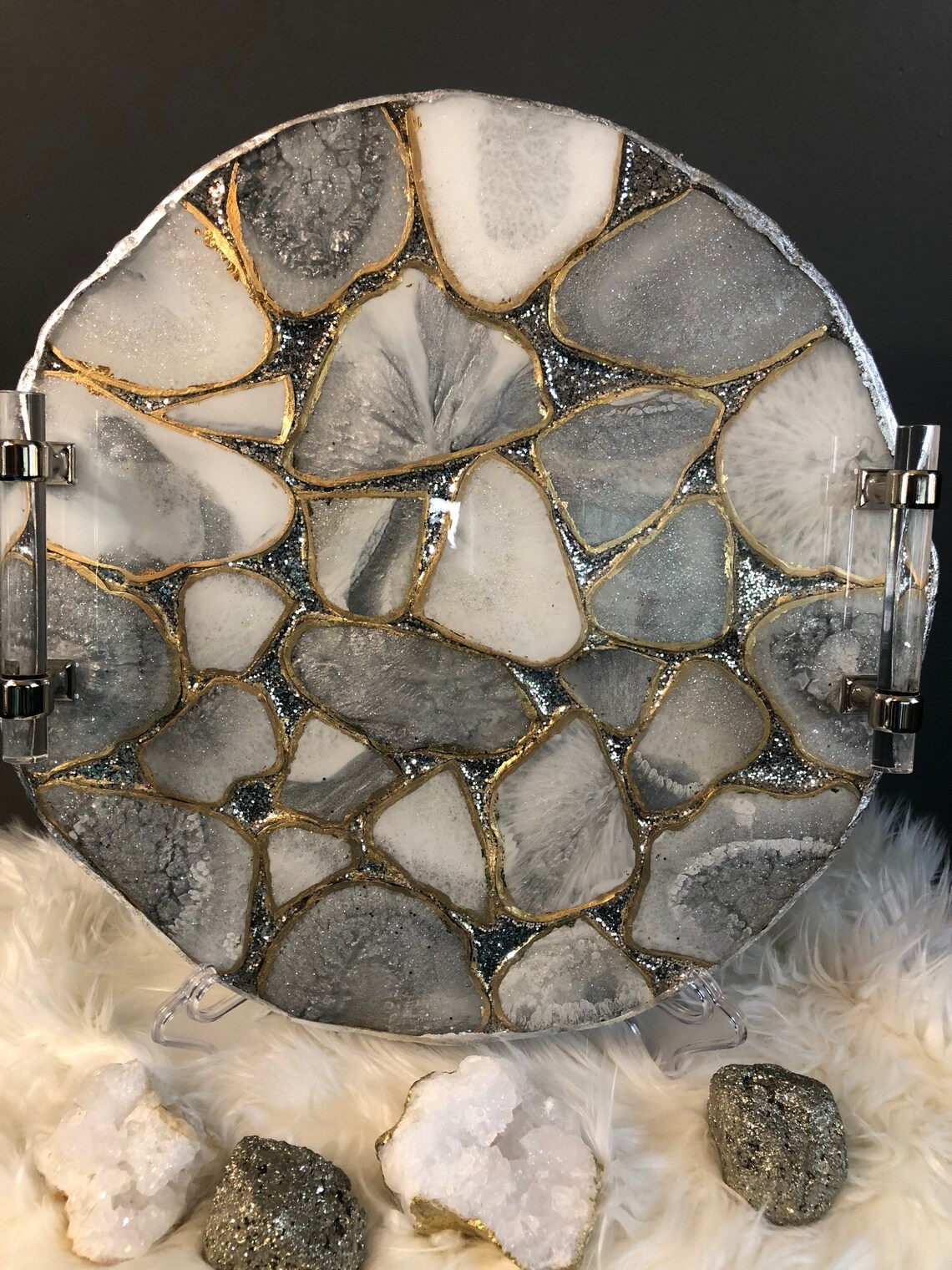 Agate serving tray Decorated trayResin TrayFunctional Etsy