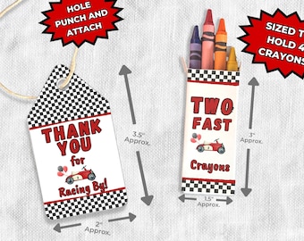 Rennauto Party Favors Two Fast Birthday druckbare Rennauto 2. Geburtstag Party Aktivität Racing Theme Geburtstag Tag Sofort Download druckbare