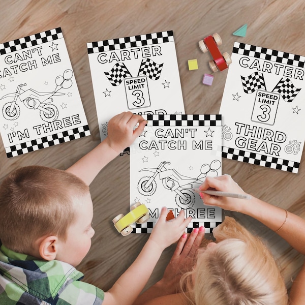 Dirt Bike 3rd Gear Birthday Coloring Page Dirt Bike Birthday Dirtbike Personalized Coloring Sheet Motocross Bike Racing Birthday Activity