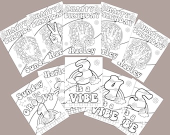 Groovy Coloring Page Girl Birthday Coloring Sheet Two Groovy Birthday Party Favor Kids Third Birthday Coloring Page Groovy Theme