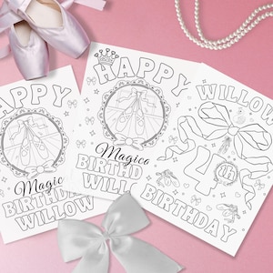Little Girl Ballerina Birthday Party Coloring Page Personalized Baby Girl Ballet Party Favor Tween Ballet Core Coloring Sheet Dance Theme