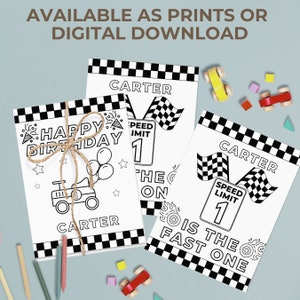 Fast One Coloring Page Fast One Birthday Coloring Sheet Toddler Boy 1st Birthday Party Activity Boy First Birthday Racecar Coloring Sheet