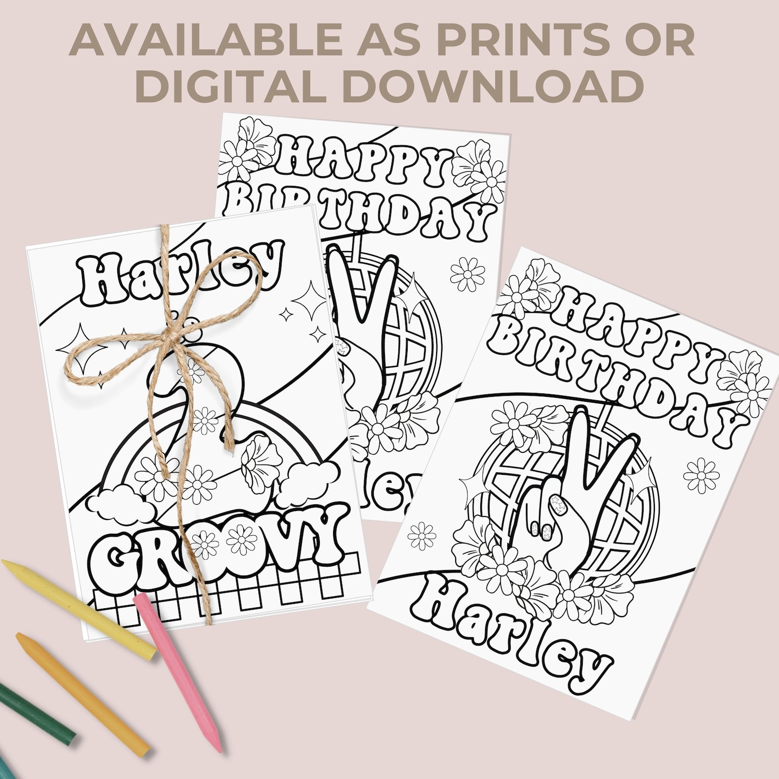 Groovy Coloring Page Girl Birthday Coloring Sheet Two Groovy Birthday ...