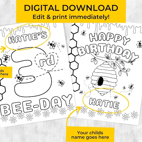 Free Printable Birthday Bee Template