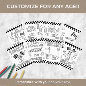 Racecar Themed Birthday Coloring Page Bundle for Kid Race Car Coloring Book Custom Activity Sheet Racing Car Bday Party Table Boy Racer Game