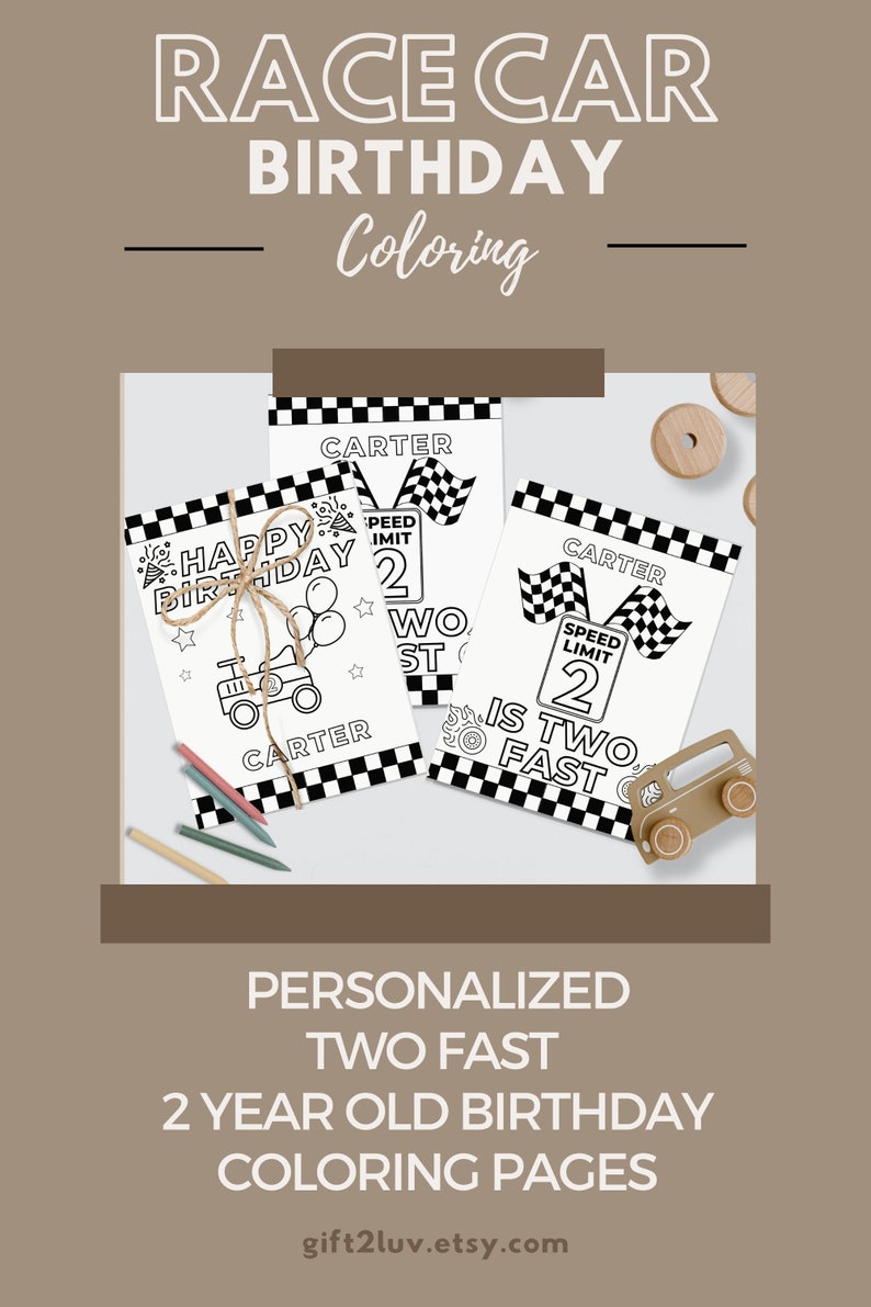 Personalized Two Fast Coloring Page Two Fast Birthday Party Favor Idea Race Car Second Birthday Coloring Sheet Car Theme Toddler Boy 2nd Birthday
