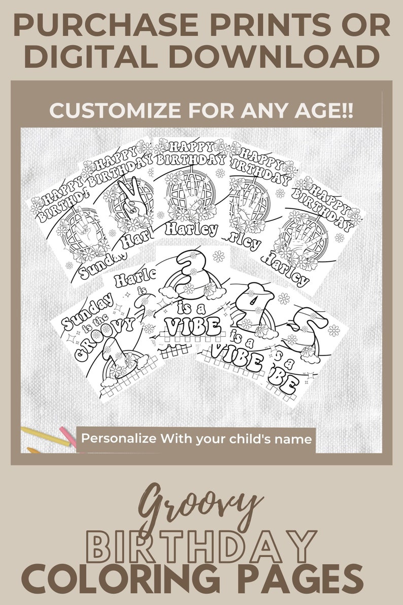 Groovy Coloring Page Girl Birthday Coloring Sheet Two Groovy Birthday ...