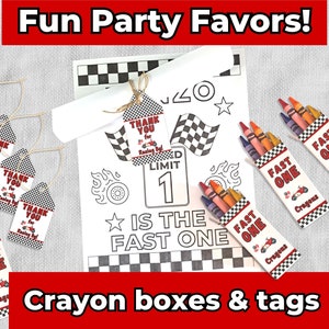 Race Car 1st Birthday Party Favors Fast One Printable Race Car Birthday Party Activity Racing Birthday Boy Table Instant Download Printable