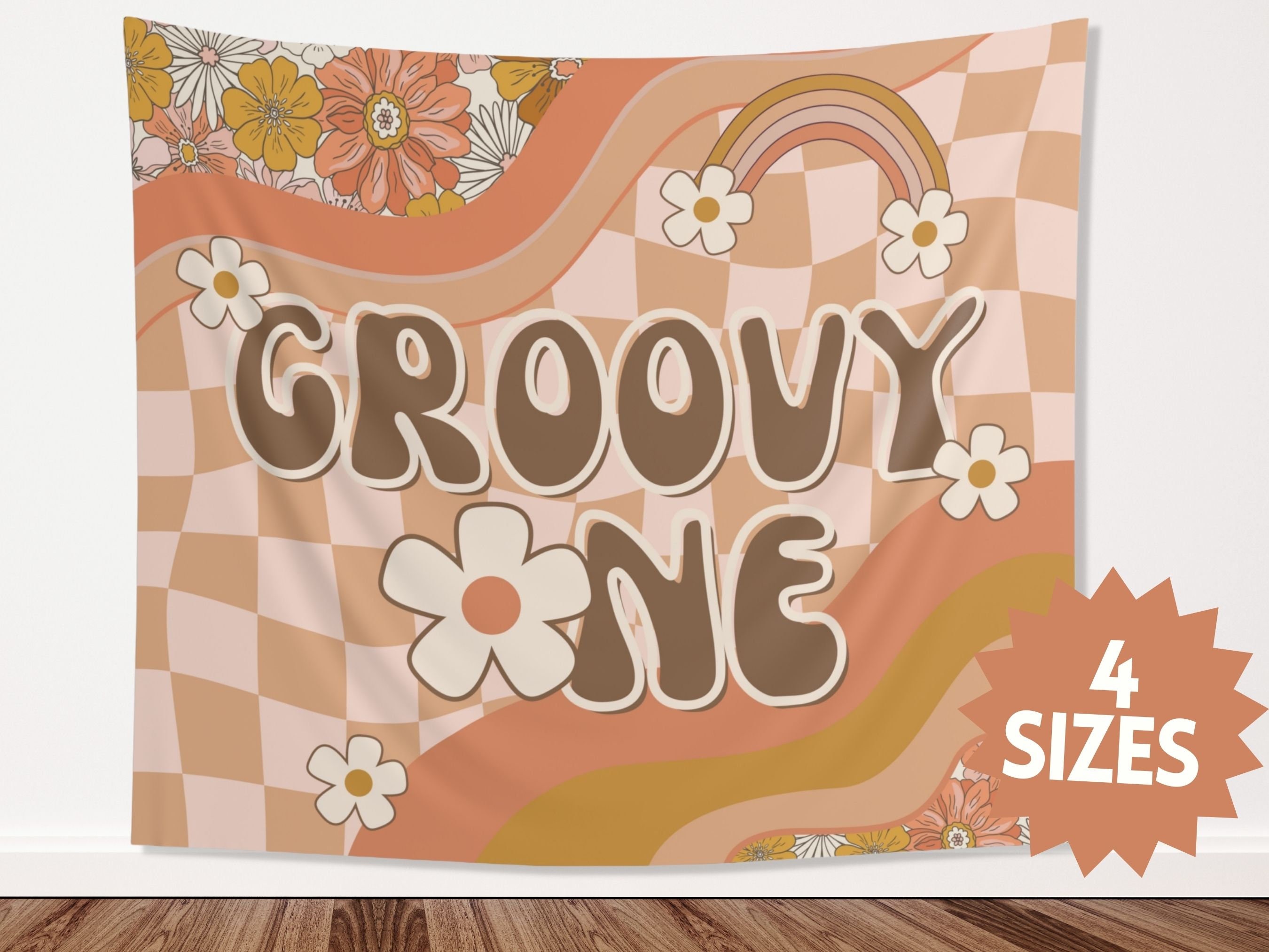 Groovy One Birthday Backdrop for Groovy One Birthday Party Groovy Girl First Birthday Banner Retro Floral 1st Cake Smash Back