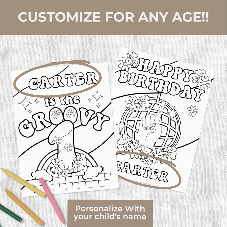 Groovy Coloring Page Girl Birthday Coloring Sheet Two Groovy Birthday ...