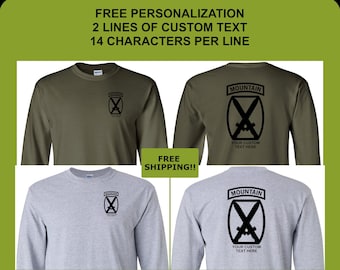 10th Mountain Division Shirt, Long Sleeve, US Army Shirt, Fort Drum, Veteran Shirt, Veteran Gift, Veterans Day Shirt, Personalized Shirt