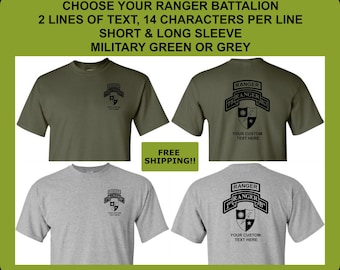 US Army Ranger Personalized Shirt DUI, 75th Ranger Regiment Custom Name Rank Tee, Military Gift, Veteran Gift, Long or Short Sleeve