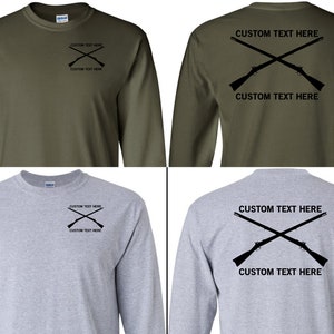 Custom Infantry T-Shirt, Long Sleeve, Crossed Rifles Shirt, US Army Shirt, Infantry Shirt, Veteran Shirt, Veteran Gift, Personalized Gift