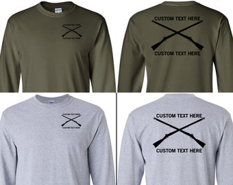 Custom Infantry T-Shirt, Long Sleeve, Crossed Rifles Shirt, US Army Shirt, Infantry Shirt, Veteran Shirt, Veteran Gift, Personalized Gift