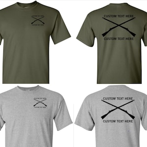 Custom Infantry T-Shirt, Short Sleeve, Crossed Rifles Shirt, US Army Shirt, Infantry Shirt, Veteran Shirt, Veteran Gift, Personalized Gift