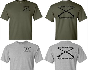 Custom Infantry T-Shirt, Short Sleeve, Crossed Rifles Shirt, US Army Shirt, Infantry Shirt, Veteran Shirt, Veteran Gift, Personalized Gift