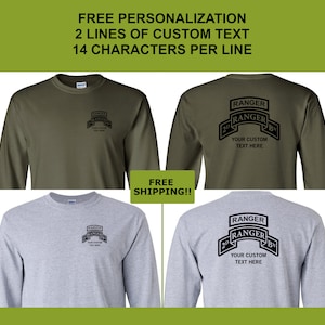2nd Ranger Battalion Shirt, Long Sleeve ARMY Ranger Shirt, 75th Ranger Regiment, Custom Shirt, Veteran Shirt, Personalized Shirt