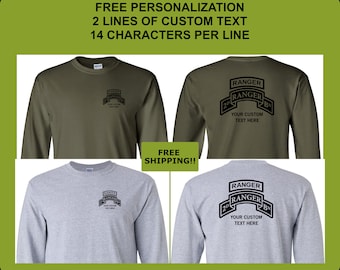 2nd Ranger Battalion Shirt, Long Sleeve ARMY Ranger Shirt, 75th Ranger Regiment, Custom Shirt, Veteran Shirt, Personalized Shirt